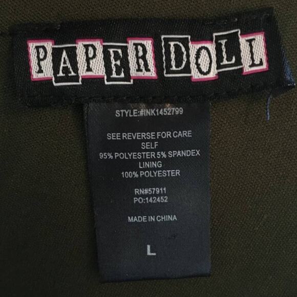 NEW PAPER DOLL Chic Textured Sheath Dress in Olive green Cutouts Stretch SZ 6 - Picture 6 of 8